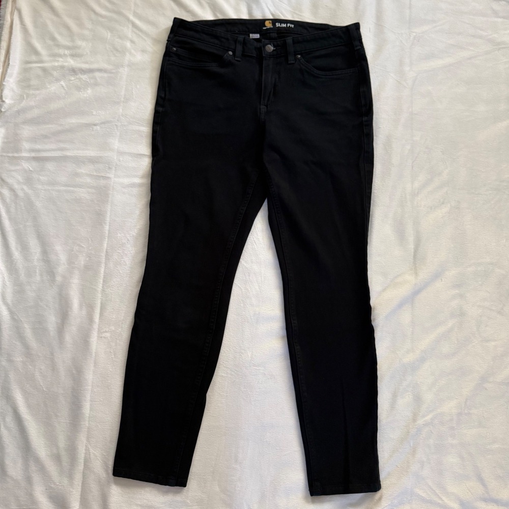 Carhartt Slim Fit Black Utility‎ Pants Womens 10 Regular 104214-BLK Stretch